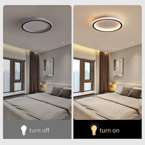 Plafonnier LED moderne 24W Blanc Chaud 3000K Rond Lampe de Plafond Pour salon chambre à coucher salle à manger bureau Noir