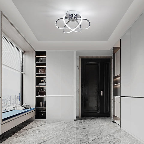 Plafonnier LED Design moderne 6000K Forme de fleur créative Lampe de Plafond Pour salon chambre à coucher salle à manger bureau Blanc
