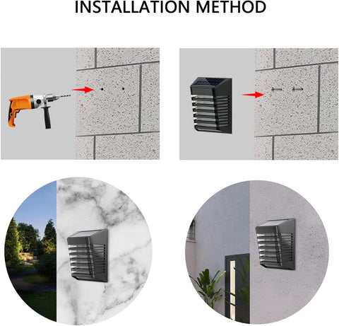 4 pièces Applique solaire Extérieur Lampe murale LED Pour Cour Jardin Couloir Terrasse Proche Mur Pathway Patio Villa