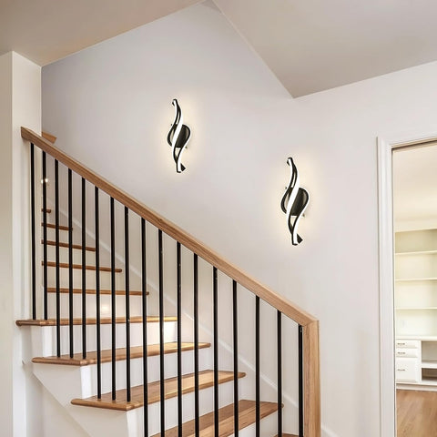 Applique Murale LED 22W Moderne Forme en Spirale Lampe murale Blanc neutre 4000K Pour chambre à coucher, salon, couloir, entrée Noir