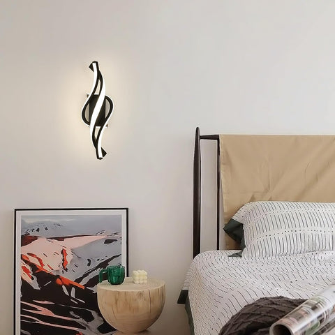 Applique Murale LED 22W Moderne Forme en Spirale Lampe murale Blanc neutre 4000K Pour chambre à coucher, salon, couloir, entrée Noir
