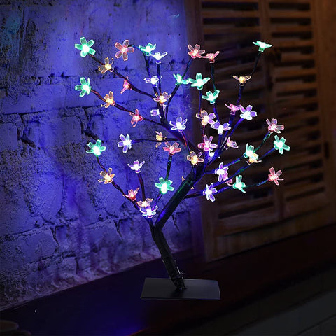 LED Lampe de Cerisier, 0.45M 48LED, Arbre Lumineux LED, Branches Noires, pour la décoration de Maison (Multicolore)