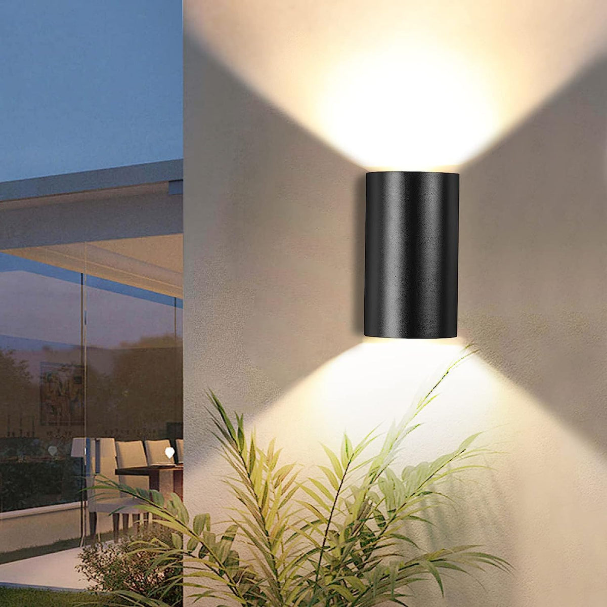 Applique Murale Extérieure 10W Lampe murale LED Blanc Chaud 3000K étanche IP65 Pour Entrée Couloir Cour Jardin Terrasse Balcon Garage Noir