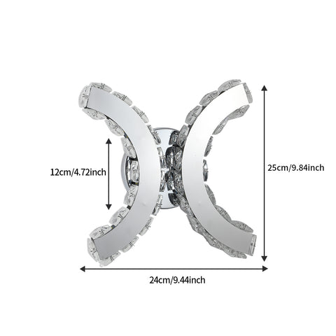 Lampe Murale en Cristal, Applique Murale LED Intérieure, 12W Lumière Blanche Froide 6000K Double C Design, Moderne Décoration Luminaire Mural pour Salon Chambre Couloir Salle de Bain