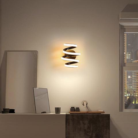Applique Murale Led 21W Noir Spirale Simple Créativité Moderne Murale en Métal en Aluminium Lampe 3000K Murale Interieur Convient à la Chambre à Coucher, Couloir, Salon, Bar