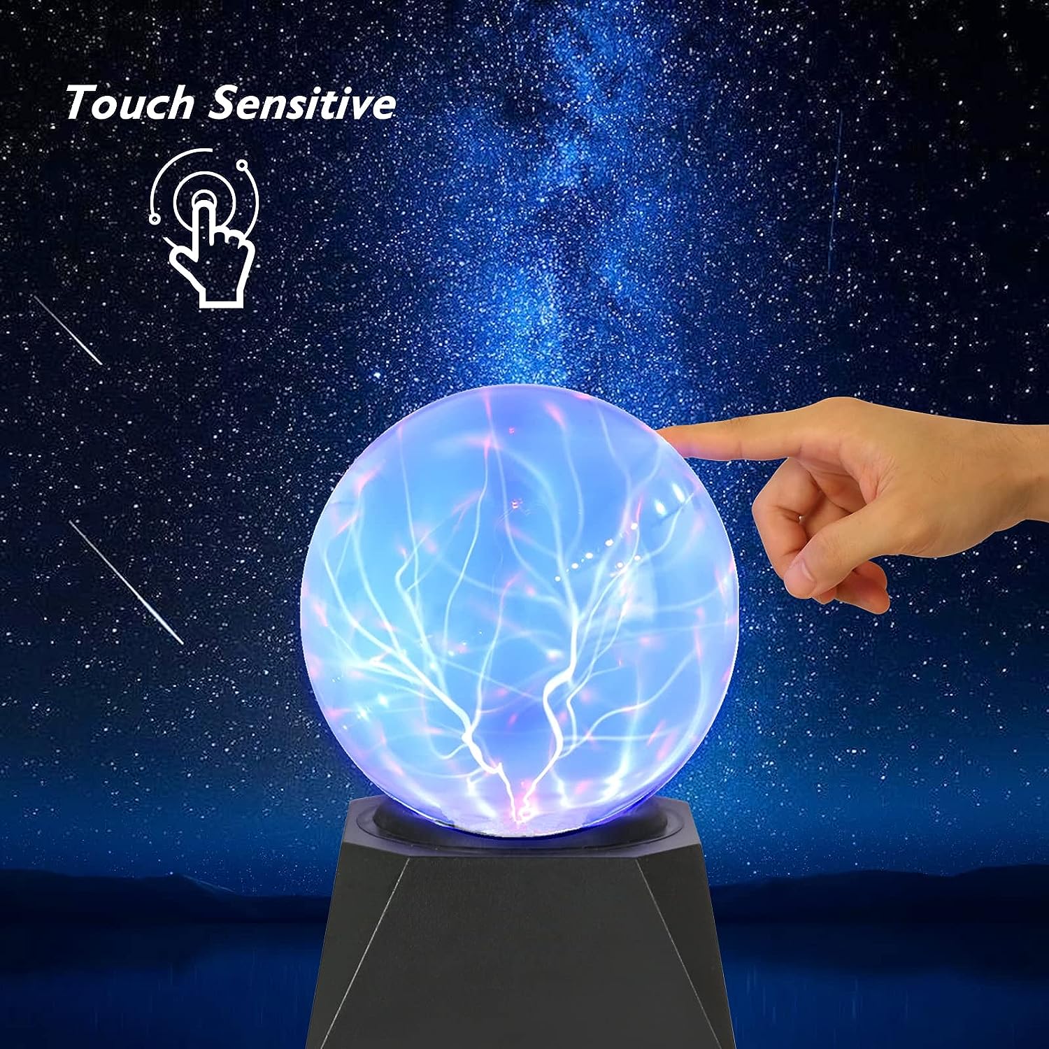 Boule de Plasma Magique 10cm, Lampe Plasma Boule de 4 Pouces, lumière à plasma sensible au toucher