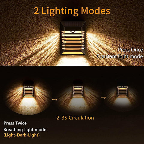 4 pièces Applique solaire Extérieur Lampe murale LED Pour Cour Jardin Couloir Terrasse Proche Mur Pathway Patio Villa