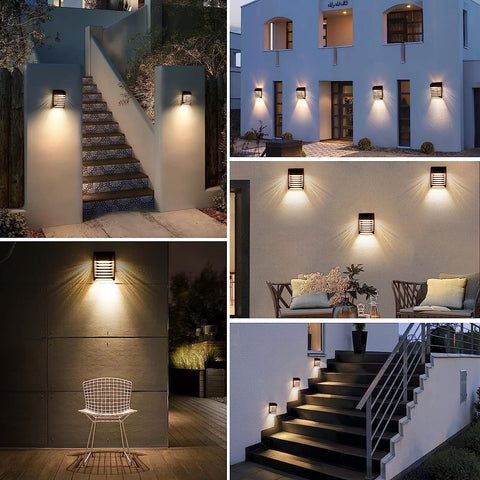 4 pièces Applique solaire Extérieur Lampe murale LED Pour Cour Jardin Couloir Terrasse Proche Mur Pathway Patio Villa
