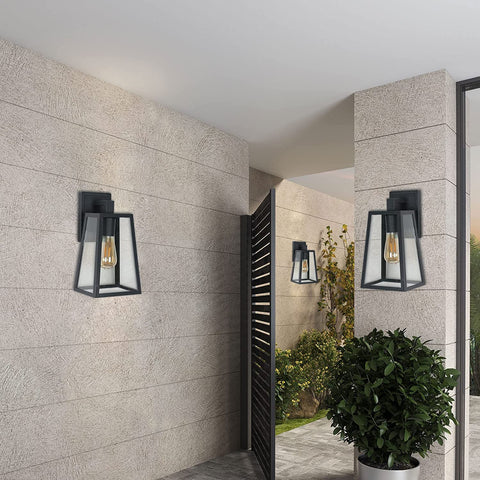 Applique Murale Exterieure, E27 Applique Exterieure IP65，Abat - Jour en Verre, Décoration Vintage Exterieur Applique pour Cour, Jardin, Terrasse, Villa, Couloir (Sans ampoule)