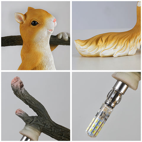 Lampe de bureau, lampe de chevet LED en résine de forme d'écureuil animal de dessin animé créatif