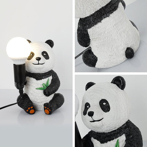 Lampes de table design Panda en résine, veilleuse créative moderne avec cordon enfichable, lampe de bureau LED animal