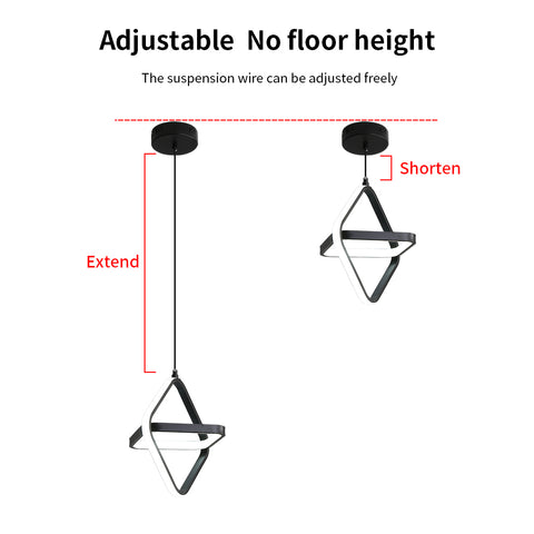 Lampe à suspension LED moderne pour lit 1 place 32 W à intensité variable pour chambre à coucher et salon