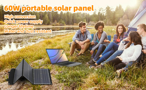 Panneau Solaire Pliable Imperméable, observateur et Efficace, Cellules Solaires pour Camping en Plein Air, Chargeur de Sac, 60W