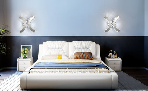 Lampe Murale en Cristal, Applique Murale LED Intérieure, 12W Lumière Blanche Froide 6000K Double C Design, Moderne Décoration Luminaire Mural pour Salon Chambre Couloir Salle de Bain