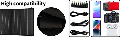 Titre optimisé en français : Chargeur solaire pliable de 100W, 18V, sac portable pour activités en extérieur