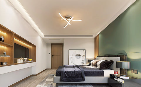 Plafonnier LED Dimmable, Luminaire Plafonnier avec Télécommande, 18W Design Ondulé Moderne Lampe de Lustre pour Chambre Salon Couloir