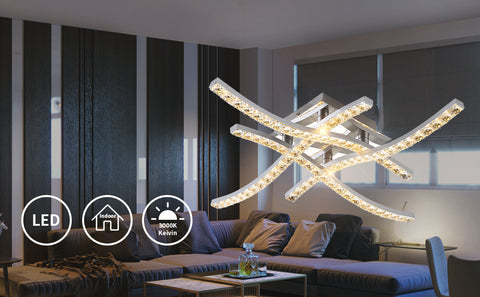 Plafonnier en cristal moderne lampe de plafond en forme de vague LED nordique salon chambre salle à manger Restaurant hôtel décor à la maison