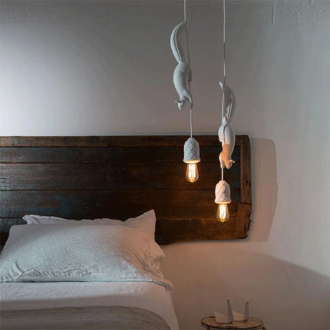 Nordic Squirrel Resin LED Pendentif Lampe Suspendue Moderne Pour Chambre Chambre D'enfant Chambre D'enfant Décor Luminaire Industriel
