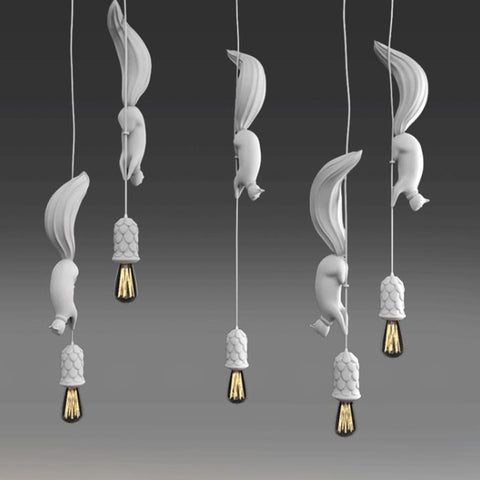 Nordic Squirrel Resin LED Pendentif Lampe Suspendue Moderne Pour Chambre Chambre D'enfant Chambre D'enfant Décor Luminaire Industriel