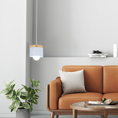 E27 Minimaliste Lustre salle à manger Creative Aisle Lumière moderne Minimaliste  en bois massif Bar Chambre Lampe de chevet Fer Forgé Métal Macaron Color Scheme (ampoule non inclus)