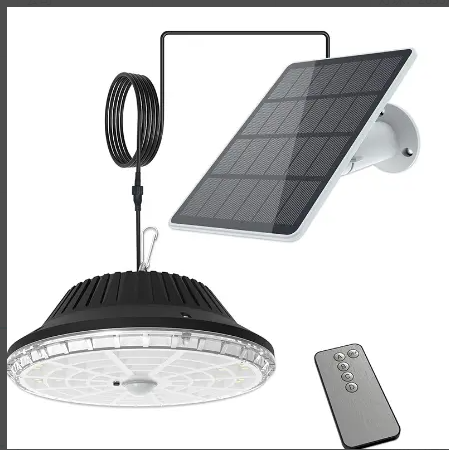 Lampes Solaires Séparés Extérieur Intérieur Etanche IP65, 4 Mode Lampe Suspendue Solaire avec Telecommande, applique solaire avec cable 5M pour Jardin, Garage, Cour, Escalier, Patio